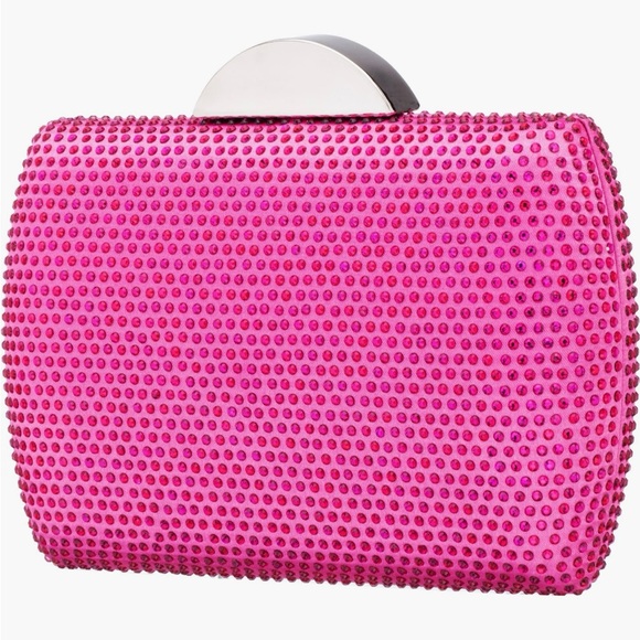 CRYSTAL EMBELLISHED EVENING BAG NWT HOT PINK - Picture 1 of 11